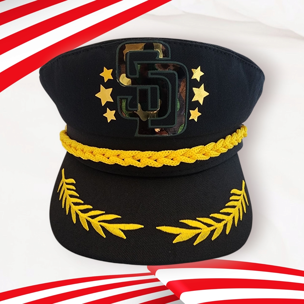 PADRES SAN DIEGO/ CAPTAIN HAT BLACK COTTON/ MILITARY EDITION - Picture 6 of 10